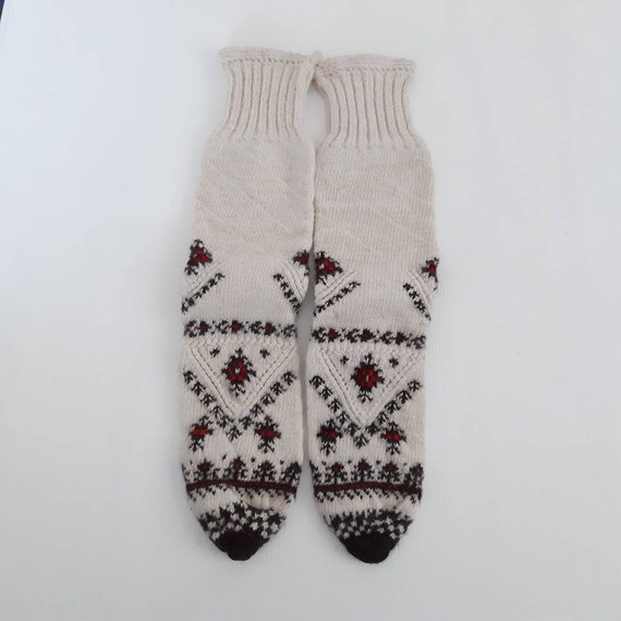 Cozy Handknitted Turkish Wool Socks, Vintage Long… - image 4