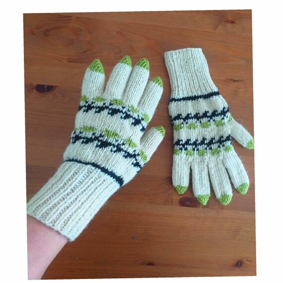 100% Natural Organic Wool Women Gloves Hand-Dyed … - image 4