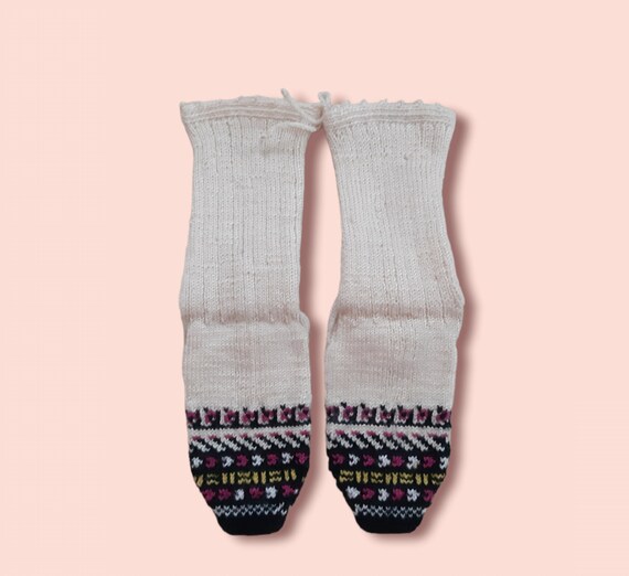 Cozy Handknitted Turkish Wool Socks, Vintage Long… - image 2