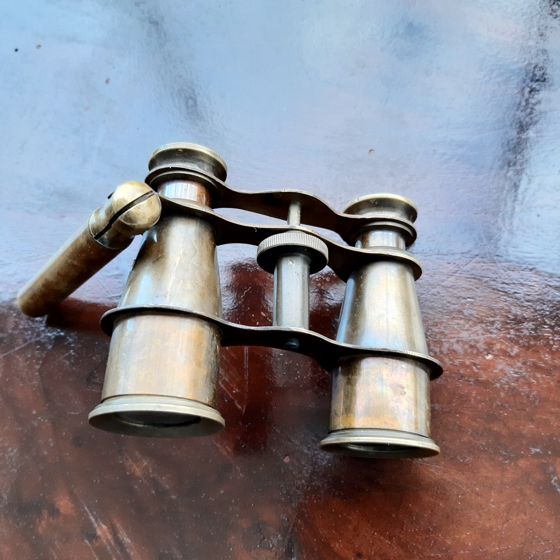 Antique 1900s Brass Opera Glasses With Handle Antique Theatre Etsy