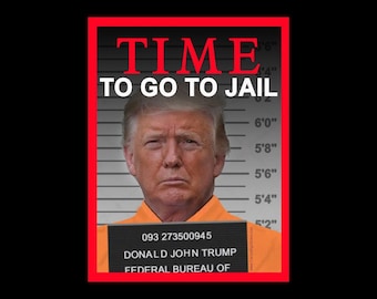 Time to Go To Jail Funny Anti Trump BUMPER STICKER or MAGNET 4.25" x 5.5"