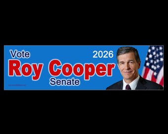 Vote Roy Cooper Senate 2026 Blue BUMPER STICKER or MAGNET