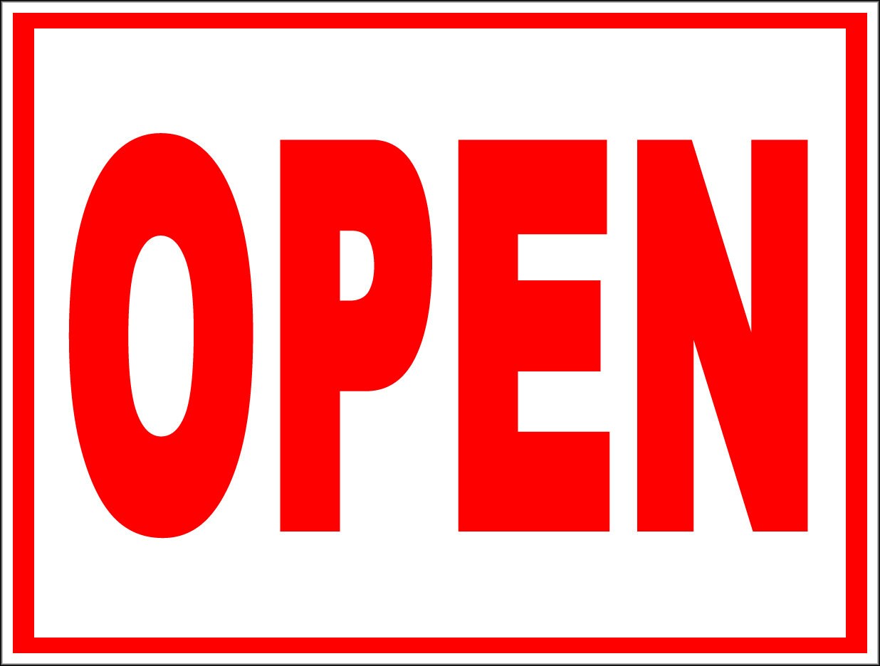 Paper Open Sign Open STICKER or FLEXIBLE MAGNETIC Sign 7.5 X 10.75