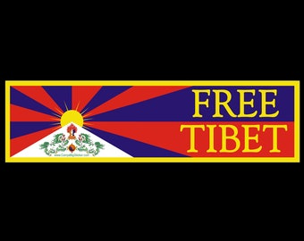 Adesivo o calamita gratuito del Tibet (7,6 cm x 29,2 cm)