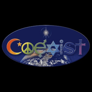 Coexist Translucent Oval Rainbow WINDOW STICKER 3x6 inch.