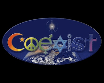 Coexist Translucent Oval Rainbow WINDOW STICKER 3x6 inch.