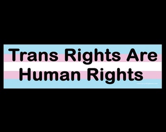 Los derechos de las personas trans son derechos humanos PEGATINA PARA PARACHOQUES o IMÁN 3" x 11.5"