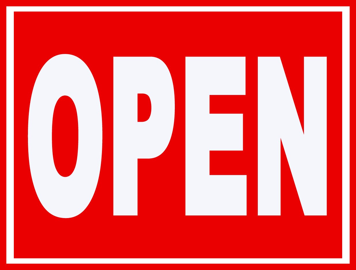 Paper Open Sign Open STICKER or FLEXIBLE MAGNETIC Sign 7.5 X 10.75