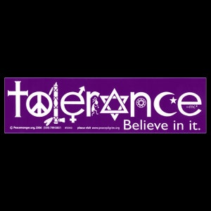 Tolerance Believe in It BUMPER STICKER or MAGNET 3&quot; x 11.5&quot;