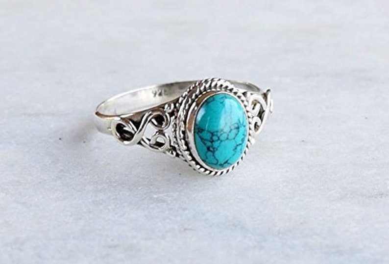 Dainty Ring Promise Ring Friendship Ring Gift Ring Blue Turquoise Sterling Silver Ring Boho Ring Turquoise Jewelry Turquoise Ring