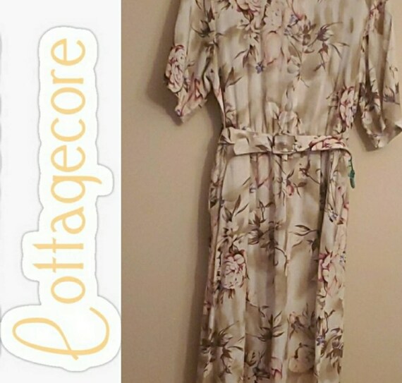 Vintage Cottagecore Floral Button Down Dress