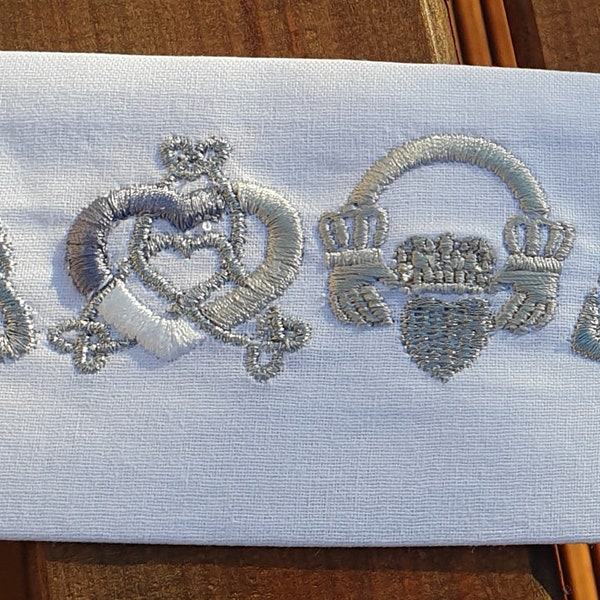 Personalised Handfasting Band With Rows of Symbols, Finished With a Charm and Tassel at Each End