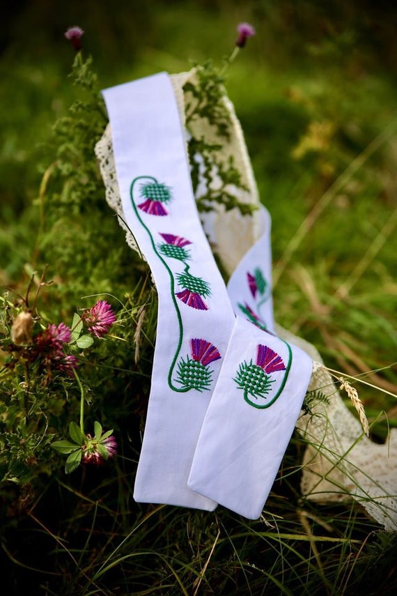 White Cotton Handfasting Band for Weddings. Thistle Design. Etsy UK