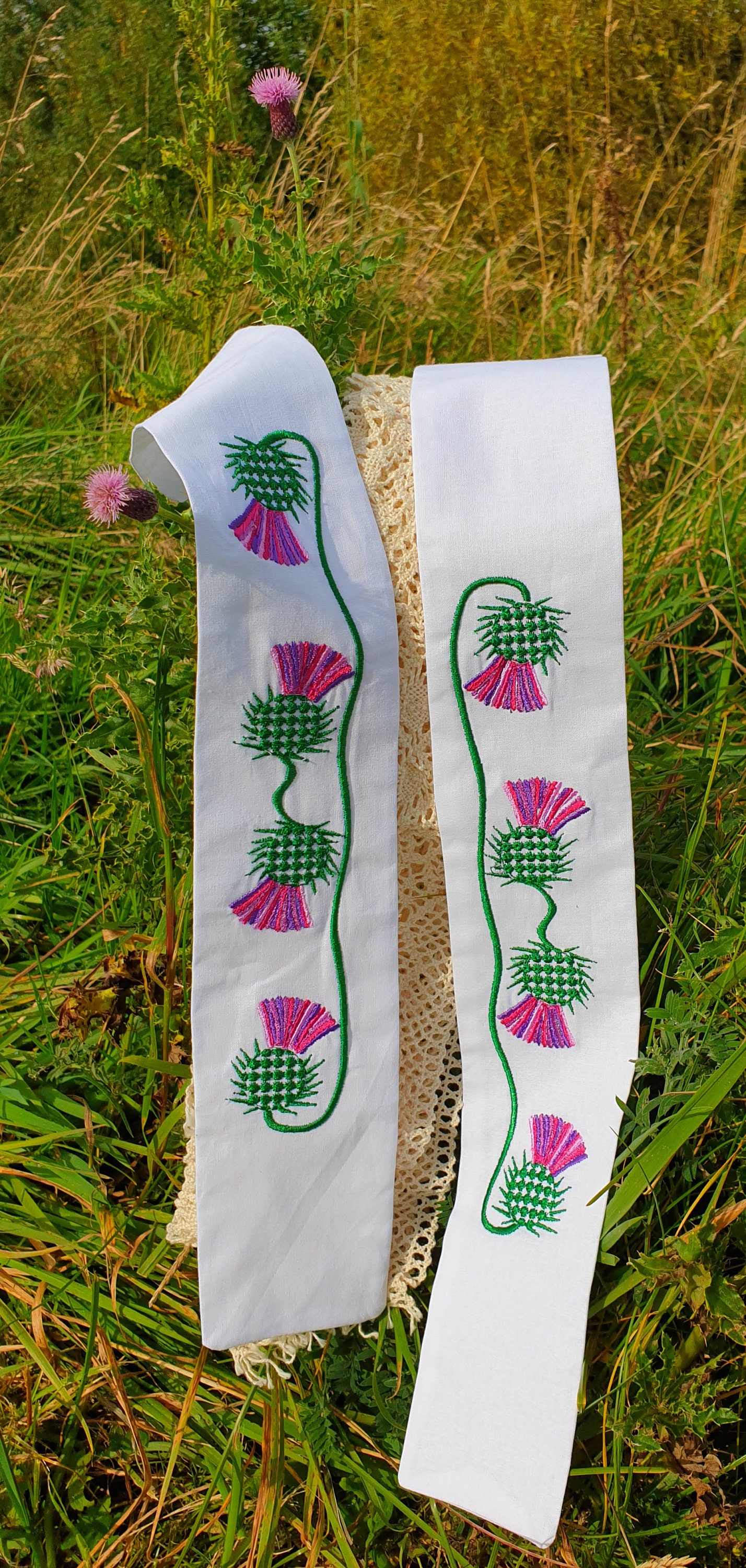 White Cotton Handfasting Band for Weddings. Thistle Design. Etsy UK