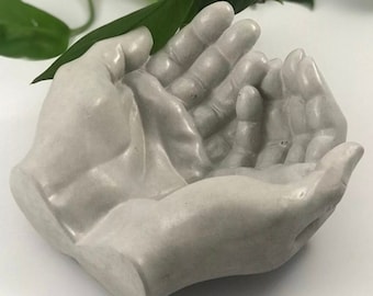 Handmade Concrete Hand Tray: Trinket Dish, Coffee Table Decor