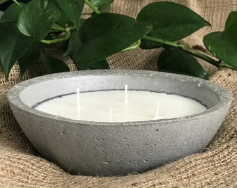 Citronella Candle: Extra Large Concrete Bowl, 80hr Outdoor Garden Candle