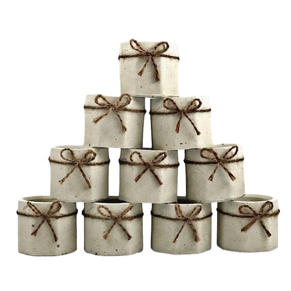12 Raw Cement Candle Holders: Octagon DIY Candle Making Vessels