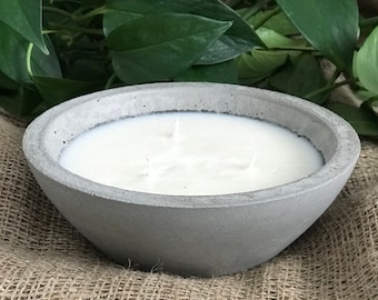 Citronella Candle: 50hr Large Outdoor Soy Candle in Handmade Concrete Bowl