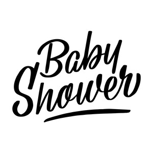 ベビーシャワーの手書き文字スクリプト SVG シルエット カッティング ファイル。カード、看板、ベビーシャワーの装飾用のベビーシャワーの手書き文字デザイン。