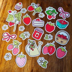 Strawberry Festival Sticker Pack |  25 Sweet Strawberry Stickers, Summer Stickers, Laptop Strawberry Sticker Pack, Bright Fruit Sticker Pack