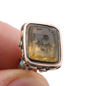 Antique Georgian Regency Period 15ct Gold Forget Me Not Intaglio Pendant