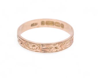 Antique 9ct Gold Chased Ring, 1876