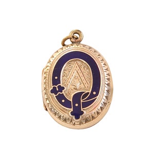 Antique Victorian 9ct Gold Enamel Buckle Locket