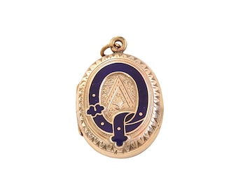 Antique Victorian 9ct Gold Enamel Buckle Locket