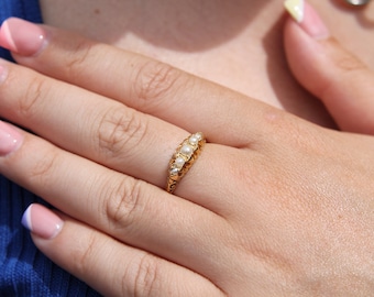 Edwardian 18ct Gold 5 Pearl Ring