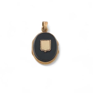 Antique 18ct Gold French Onyx Shield Locket Pendant