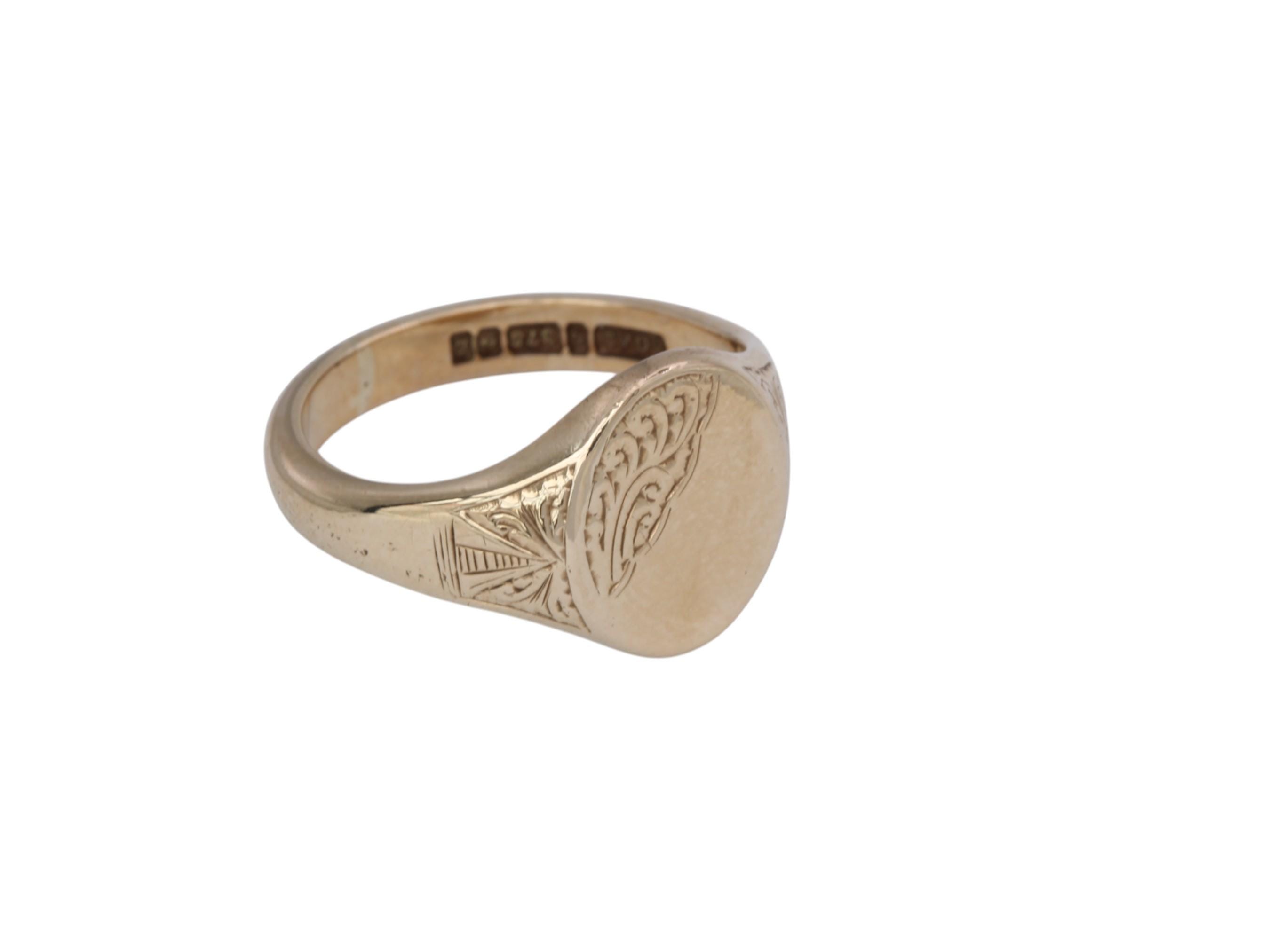 Vintage 9ct Gold Chased Signet Ring, 1960 - Etsy