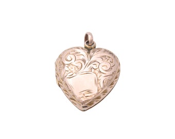 Antico medaglione decorativo a forma di cuore in oro da 9 ct
