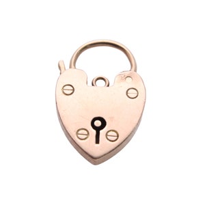 Colgante antiguo con candado en forma de corazón de oro rosa de 9 quilates