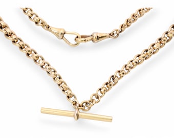 Antike 9 Karat Gold Facettierte Roller Ball Albert Kettenhalskette, 14,5 "