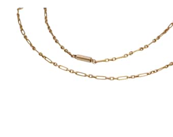 Antique 15ct Yellow Gold Trombone Link Necklace, 15"