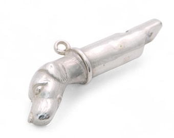 Antique Sterling Silver Hunting Dog Whistle, 1887
