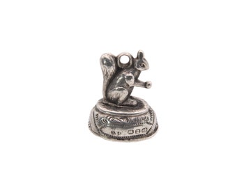 Antique Victorian Sterling Silver & Carnelian Squirrel Pendant