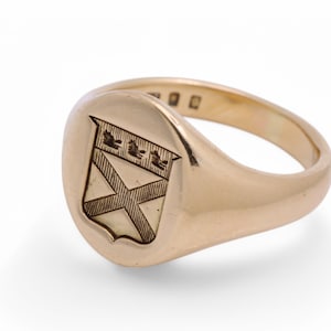 Antique 18ct Gold Intaglio Coat Of Arms Wolf Crest Signet Ring, 1873