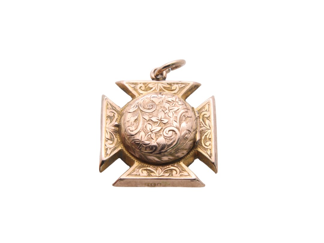 Antique 9ct Gold Maltese Cross Pendant Hidden Locket - Etsy