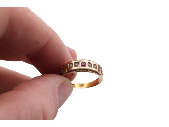 Antique 15ct Gold Ruby & Pearl Gypsy Ring - image 8