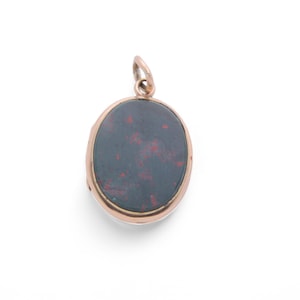 Antique 14ct Gold Bloodstone Lilac Agate Locket