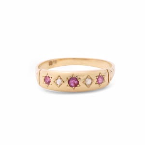 Antique 18ct Gold Ruby Diamond Gypsy Ring