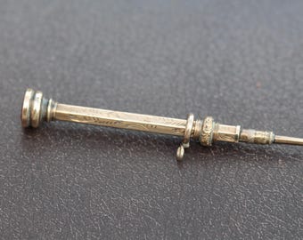 Antik 9 karat guld miniatyr infällbar penna