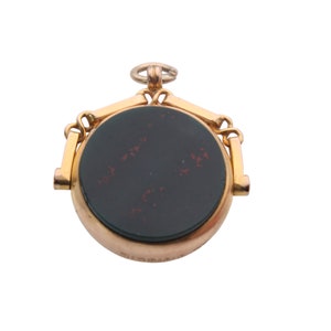 Antique 9ct Gold Bloodstone Carnelian Spinner Pendant