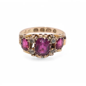 Antiker 12.5ct Gold Granat Diamant Ring, 1.8ctw, 1871