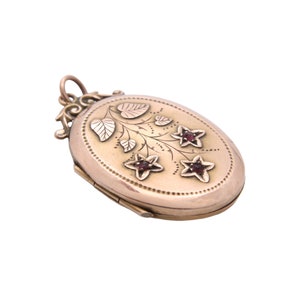 Antique Edwardian 9ct Gold Floral Paste Locket