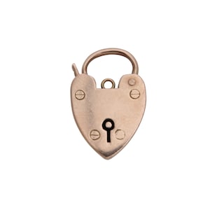 Colgante antiguo con candado en forma de corazón de oro rosa de 9 quilates