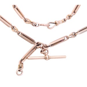 Antique 9ct Gold Fetter & Love Knot Link Double Albert Necklace Chain, 45g, 15.25&quot;