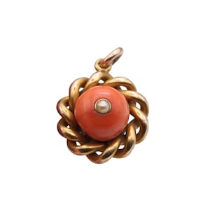 Antique 15ct Gold & Coral Pendant With Hidden Locket