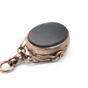 Antique 9ct Gold Bloodstone Carnelian Spinner Pendant, 1902